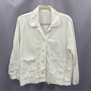 Beaumont Organic White Lightweight Corduroy Button Front Boxy Jacket Size Medium